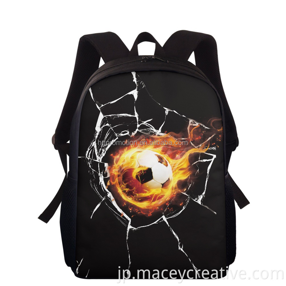 小学生向けのサッカーパターン印刷された学校のバッグ15 "ショルダーバックパック